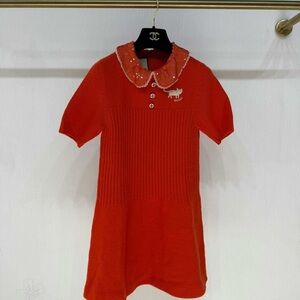 🚩steal authentic Gucci Red dress with Embellished Collar